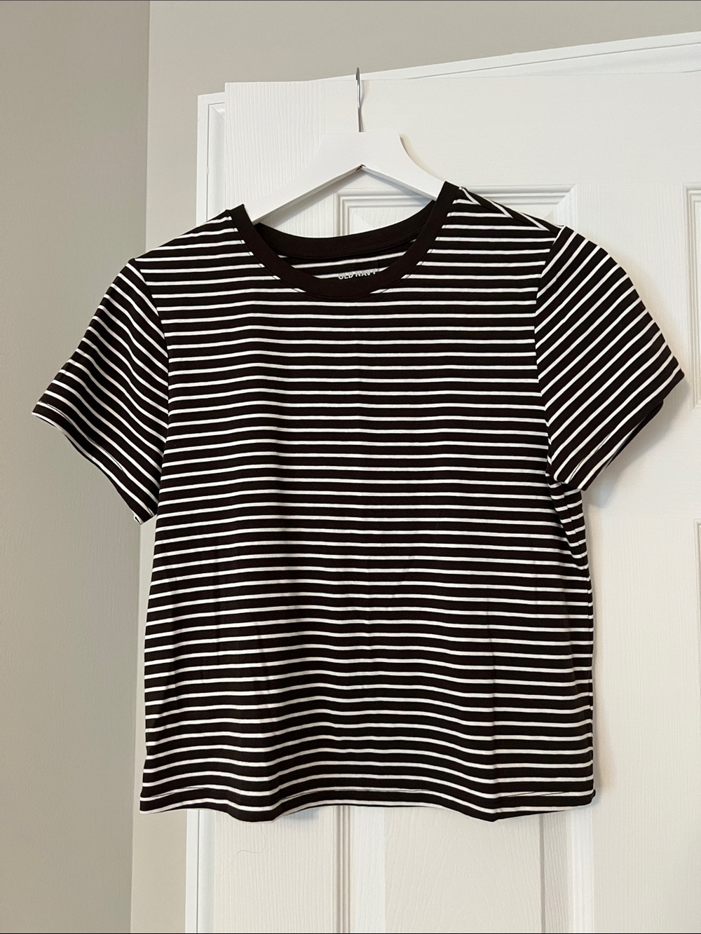 Old Navy Brown and White Striped Short-Sleeve Tee